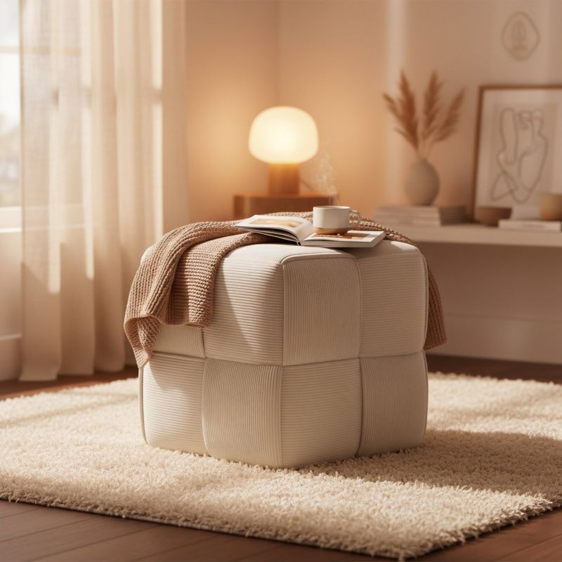 Fortuna - Würfel-Sitzhocker aus Cord