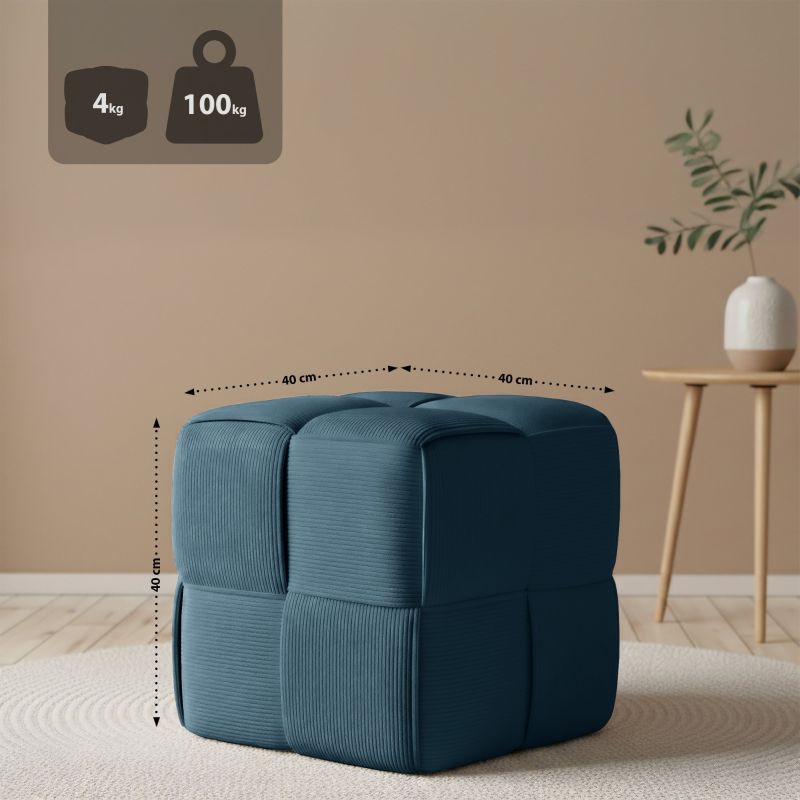 Fortuna - Würfel-Sitzhocker aus Cord