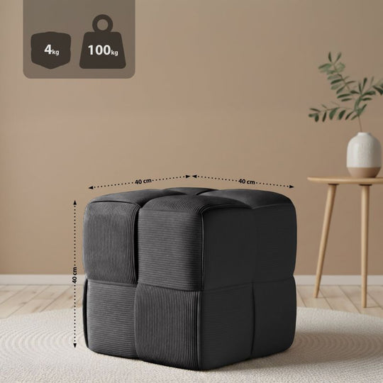 Fortuna - Würfel-Sitzhocker aus Cord