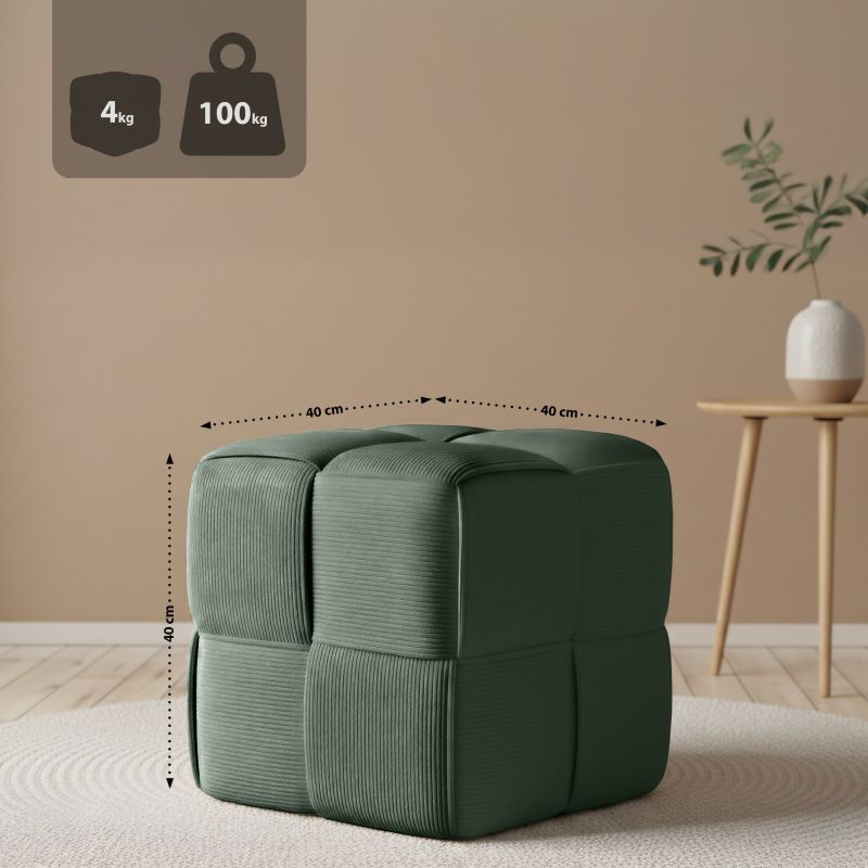 Fortuna - Würfel-Sitzhocker aus Cord