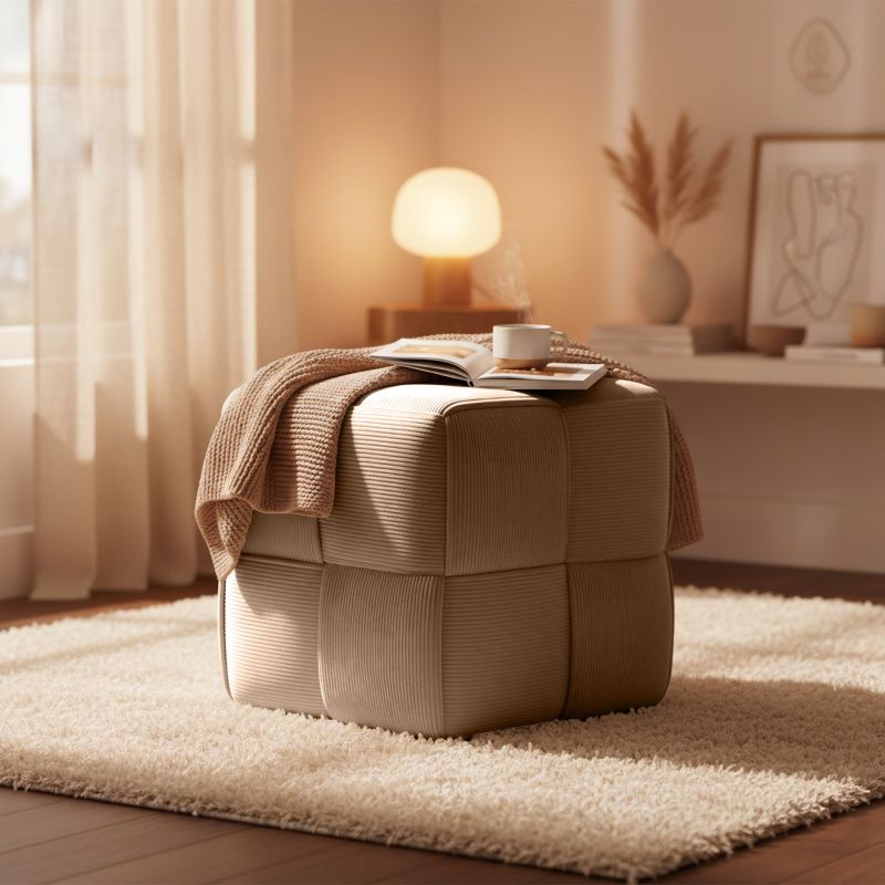 Fortuna - Würfel-Sitzhocker aus Cord