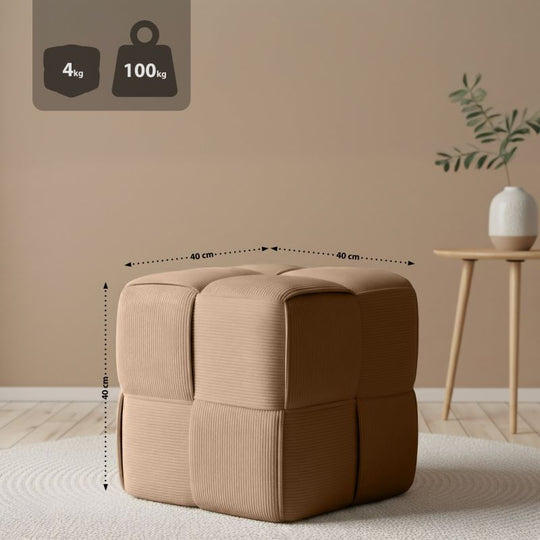 Fortuna - Würfel-Sitzhocker aus Cord