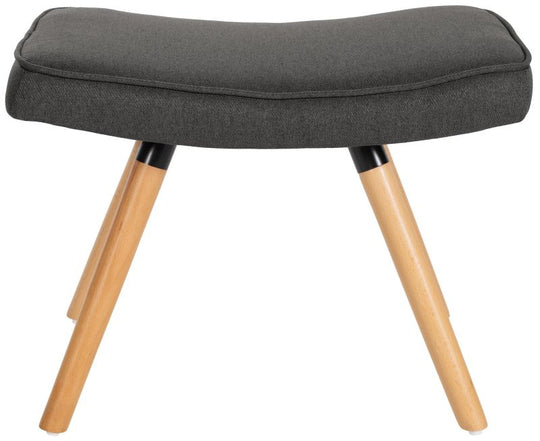 Hocker ergonomisch gebogen mit Holzbeinen in Grau