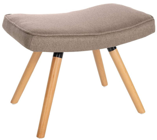 Hocker mit gebogener Fläche in Taupe und mit Holzbeinen