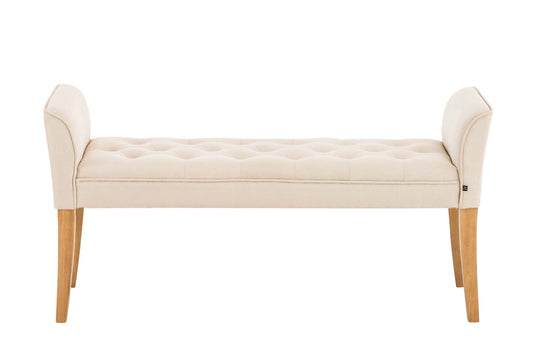 Chaiselongue Holzfüße & Stoff Steppung Landhausstil