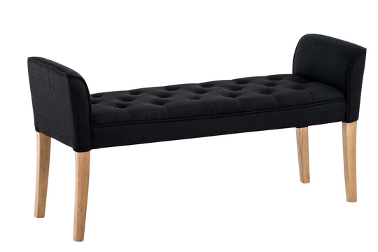 Chaiselongue Holzfüße & Stoff schwarz