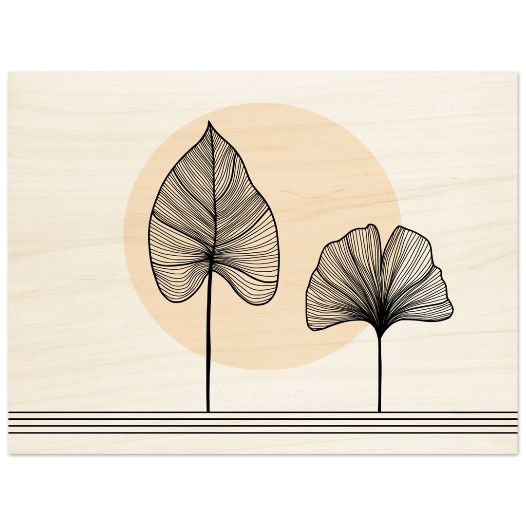 Wandbild auf Holz: Leaves Moon