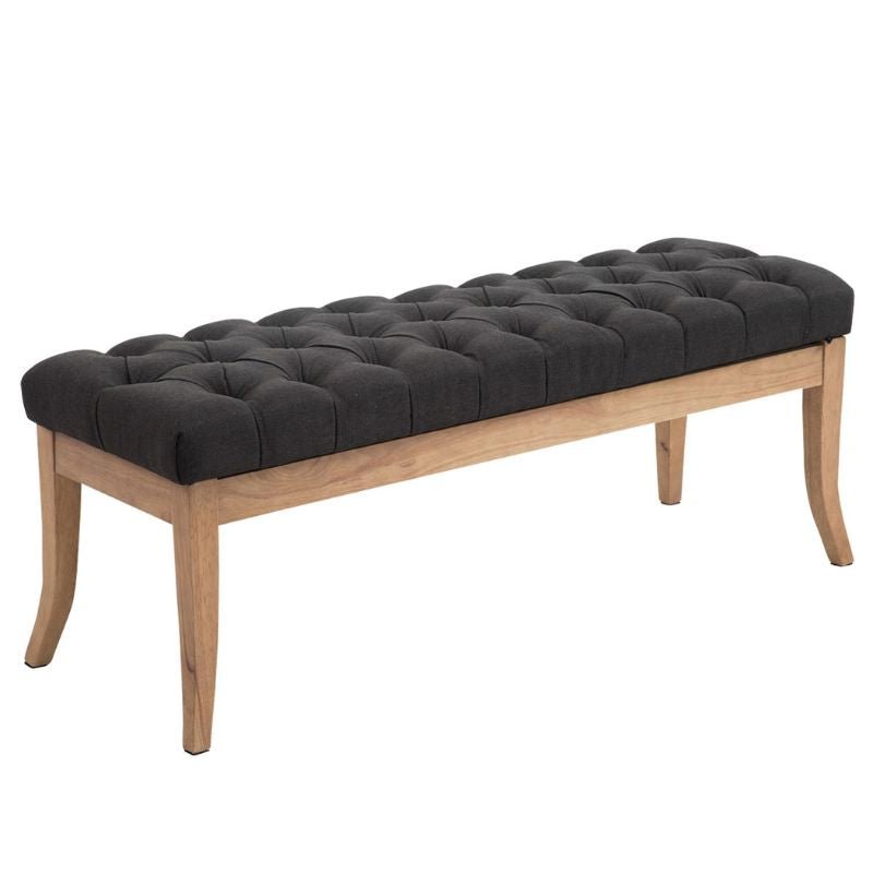 Gepolsterte Sitzbank mit Holzgestell 120 cm dunkelgrau Chesterfield