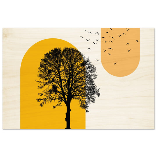 Wandbild auf Holz: Sunbirds